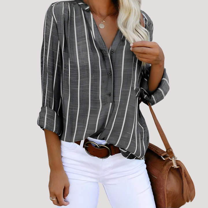 Chic Striped Long-Sleeve Women's Shirt