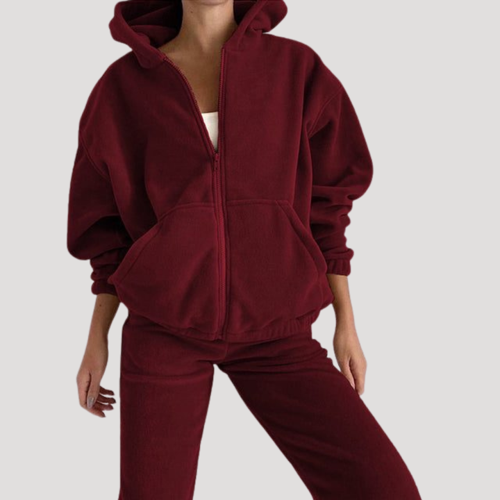 Ensemble Coordonné Femme Sweat à Capuche Zippé et Jogging