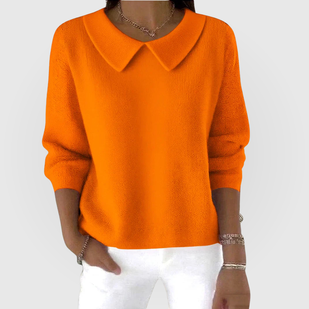 Women's Long-Sleeve Peter Pan Collar Solid Sweater