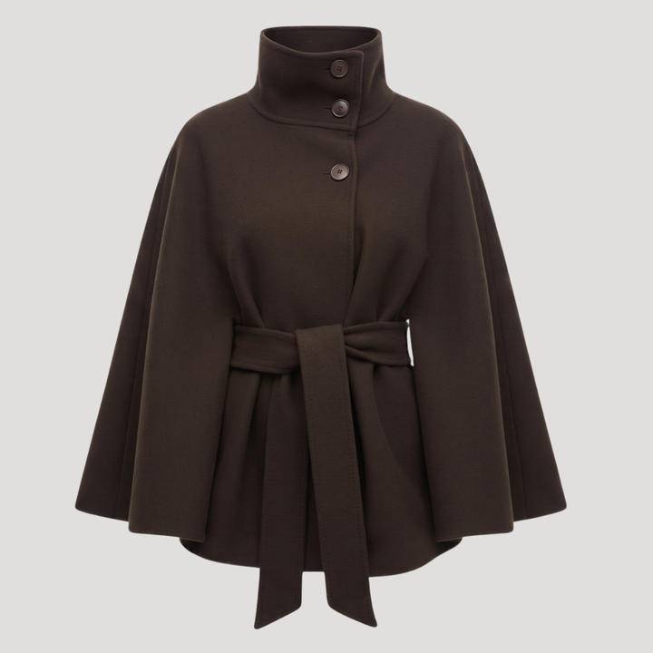 Albane Manteau cape femme ceinturé à col montant