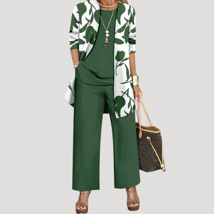 Tailleur Pantalon Trois Pièces Femme Fleuri