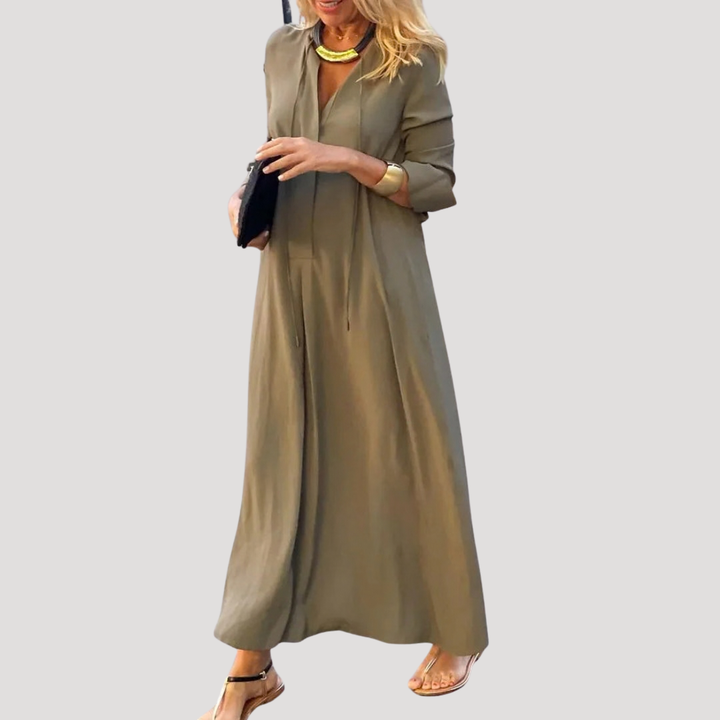 Chic long-sleeved fluid maxi dress