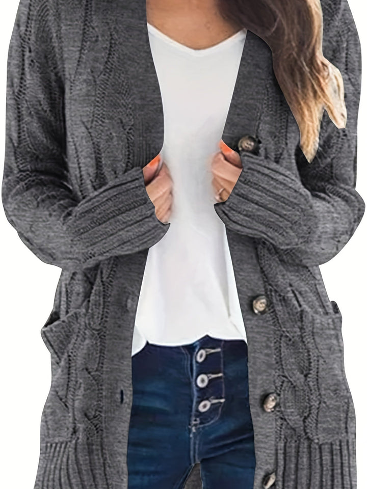 Lissy Gilet Femme Cardigan Chaud à Maille Câble avec Boutons & Coupe Moderne Confort, vue 4