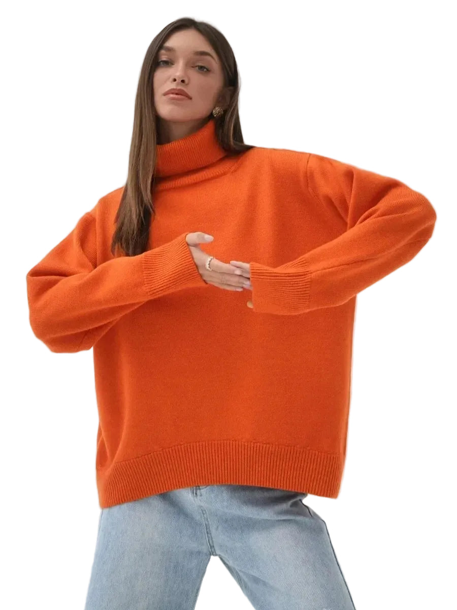 Elise Pull Col Roulé Oversize Femme Pull en Maille Douce et Chaude au Style Intemporel, vue 4