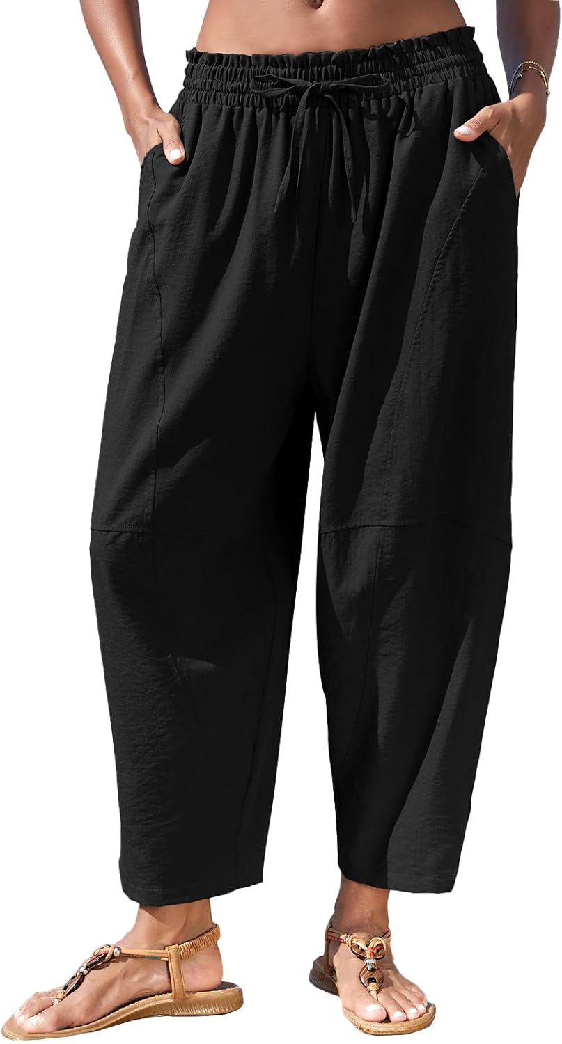 Cristal Pantalon Femme Harem Coupe Large, Taille Haute Élastique, Léger Décontracté, vue 2