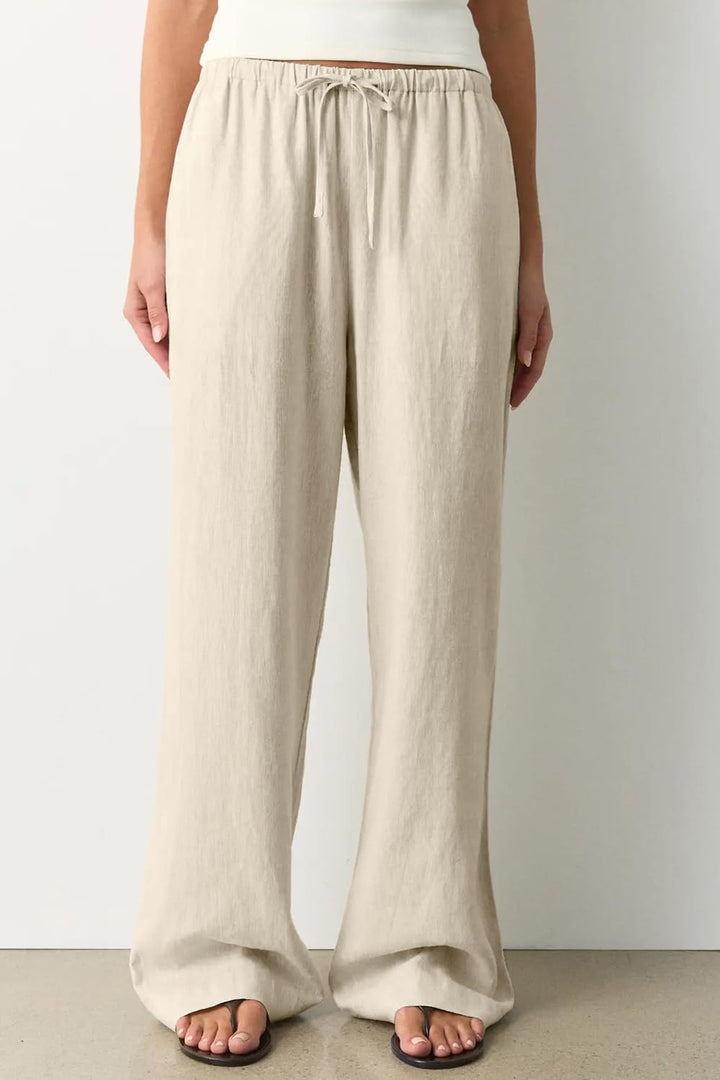 Zyrill Pantalon Femme Lin Palazzo Coupe Large, Taille Élastique, Léger Été Chic, vue 5
