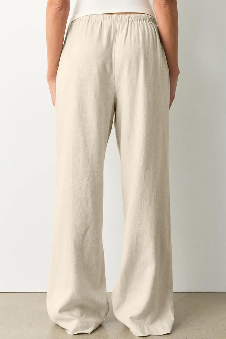 Zyrill Pantalon Femme Lin Palazzo Coupe Large, Taille Élastique, Léger Été Chic, vue 6