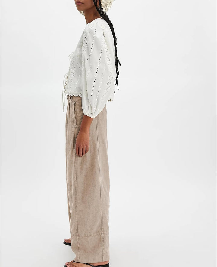 Milan Pantalon Femme Pantalon Lin Palazzo Large Taille Élastique & Poches, vue 7