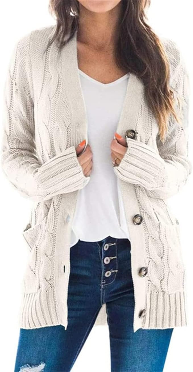 Lissy Gilet Femme Cardigan Chaud à Maille Câble avec Boutons & Coupe Moderne Confort, vue 17