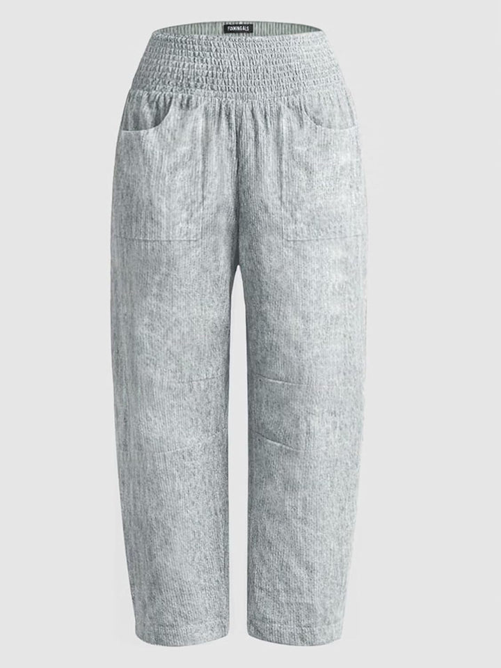 Wella Pantalon Femme Barrel Coupe Large, Taille Haute Smockée, Casual Chic Été, vue 5