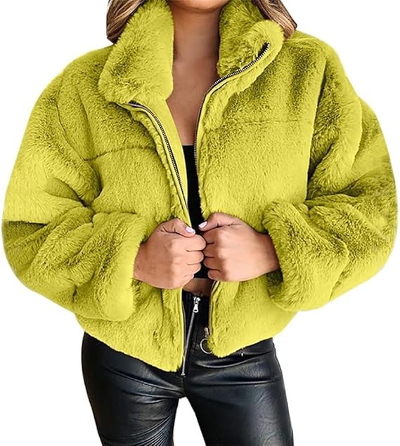 Terry Veste Teddy Femme Manteau Hiver Doux avec Col Haut & Coupe Moderne Zippée, vue 4