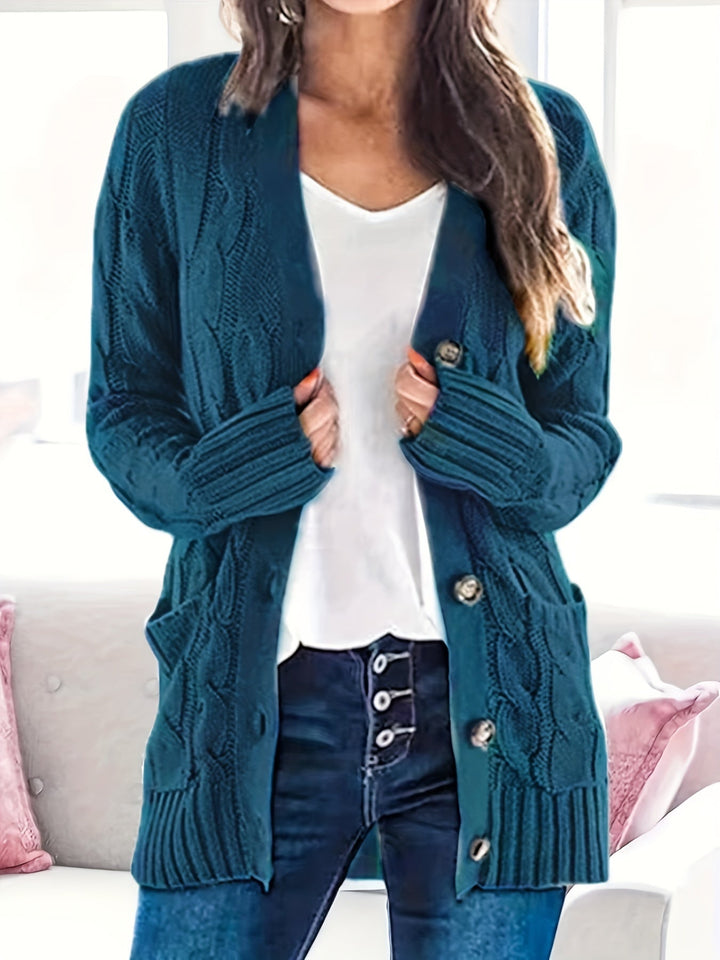 Lissy Gilet Femme Cardigan Chaud à Maille Câble avec Boutons & Coupe Moderne Confort, vue 5
