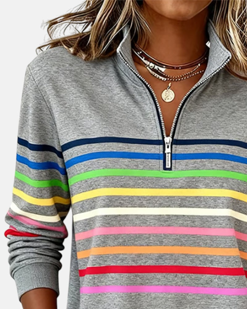 Pull Rayé à Fermeture Éclair pour femme, vue 8