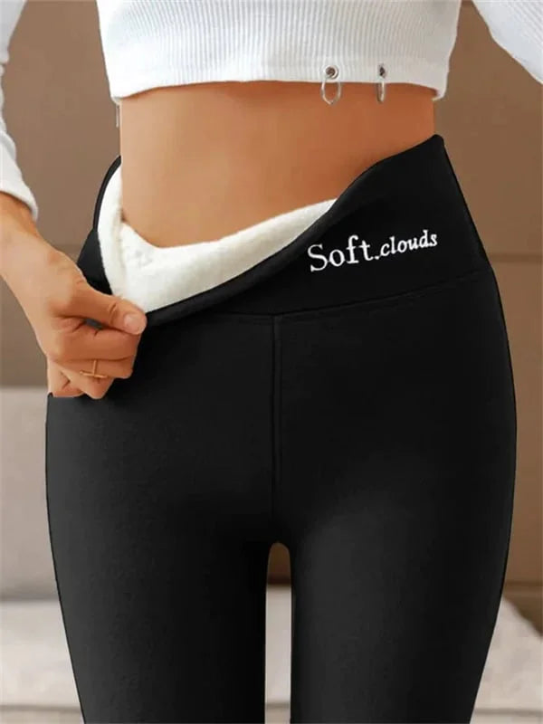SoftCloud Leggings Doublés Polaire Femme Pantalon d’Hiver Ultra Chaud et Extensible à Coupe Ajustée, vue 6