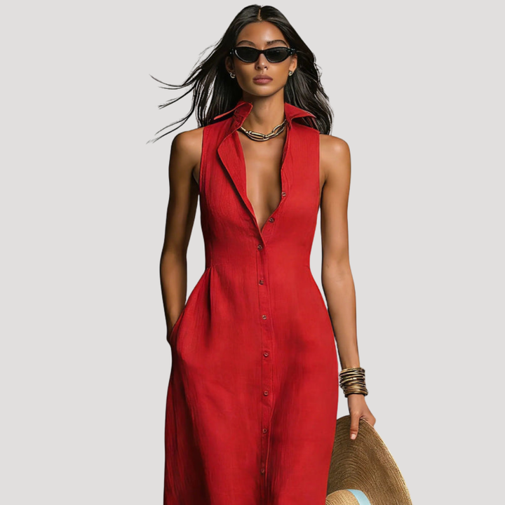 Women's Button-Down Fitted Maxi Dress