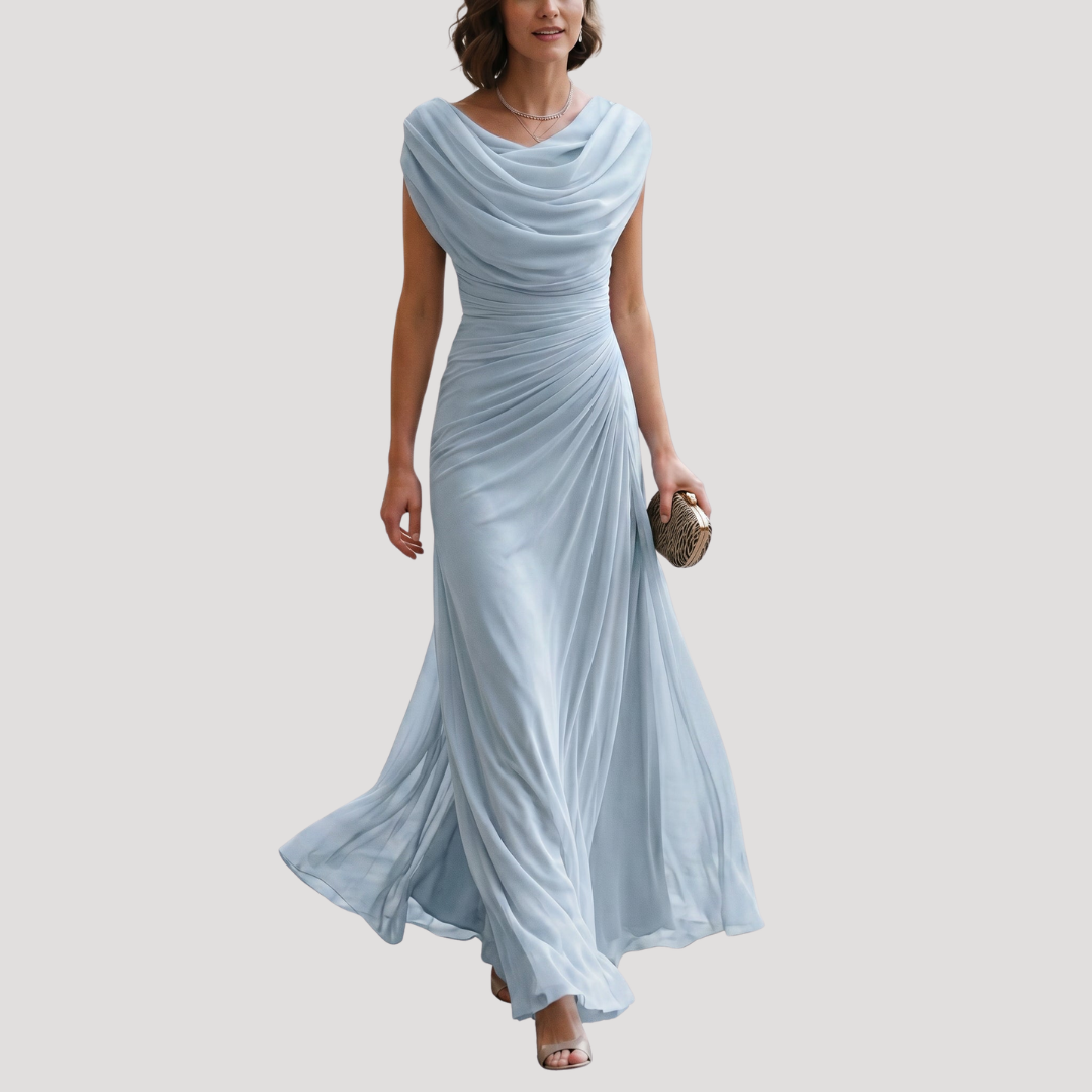 Elegant Flowy Draped Women's Maxi Dress