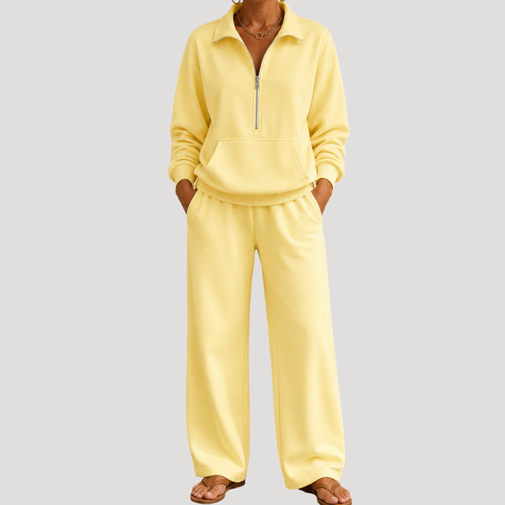 Ensemble femme haut zippé et pantalon large