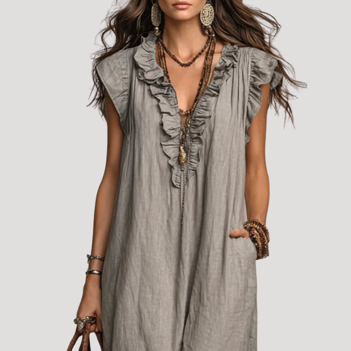 Sleeveless Ruffled Bohemian Maxi Dress