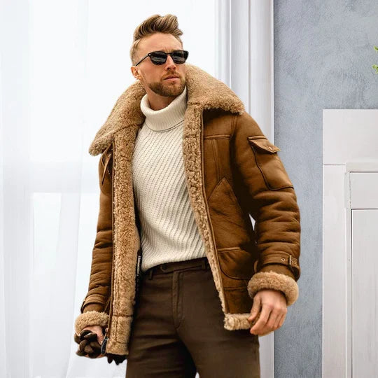 Raymond Veste Homme Cuir Robuste avec Doublure en Fourrure Douce & Style Élégant, vue 3