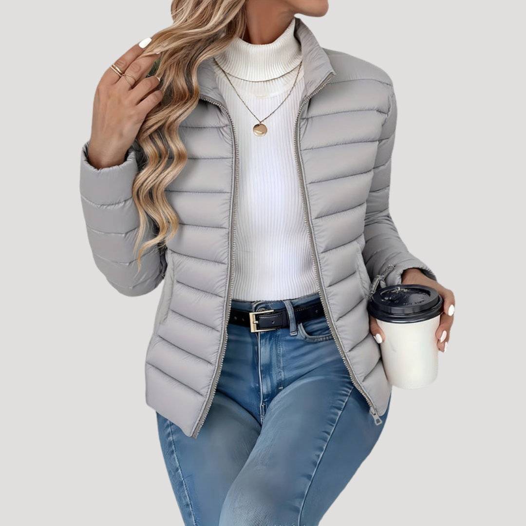 Agathe Veste Matelassée Femme Zippée avec Col Montant