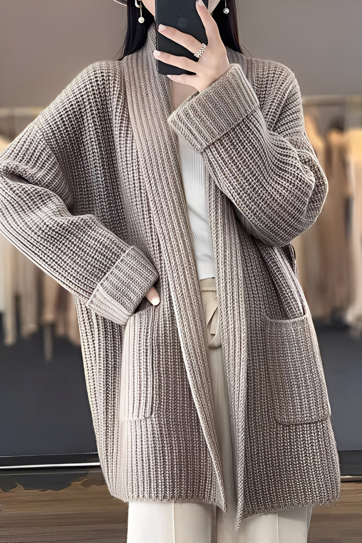 Esther Long Gilet Ouvert pour Femme Maille Douce et Élégante à Coupe Fluide pour Tenues Quotidiennes et Décontractées, vue 2