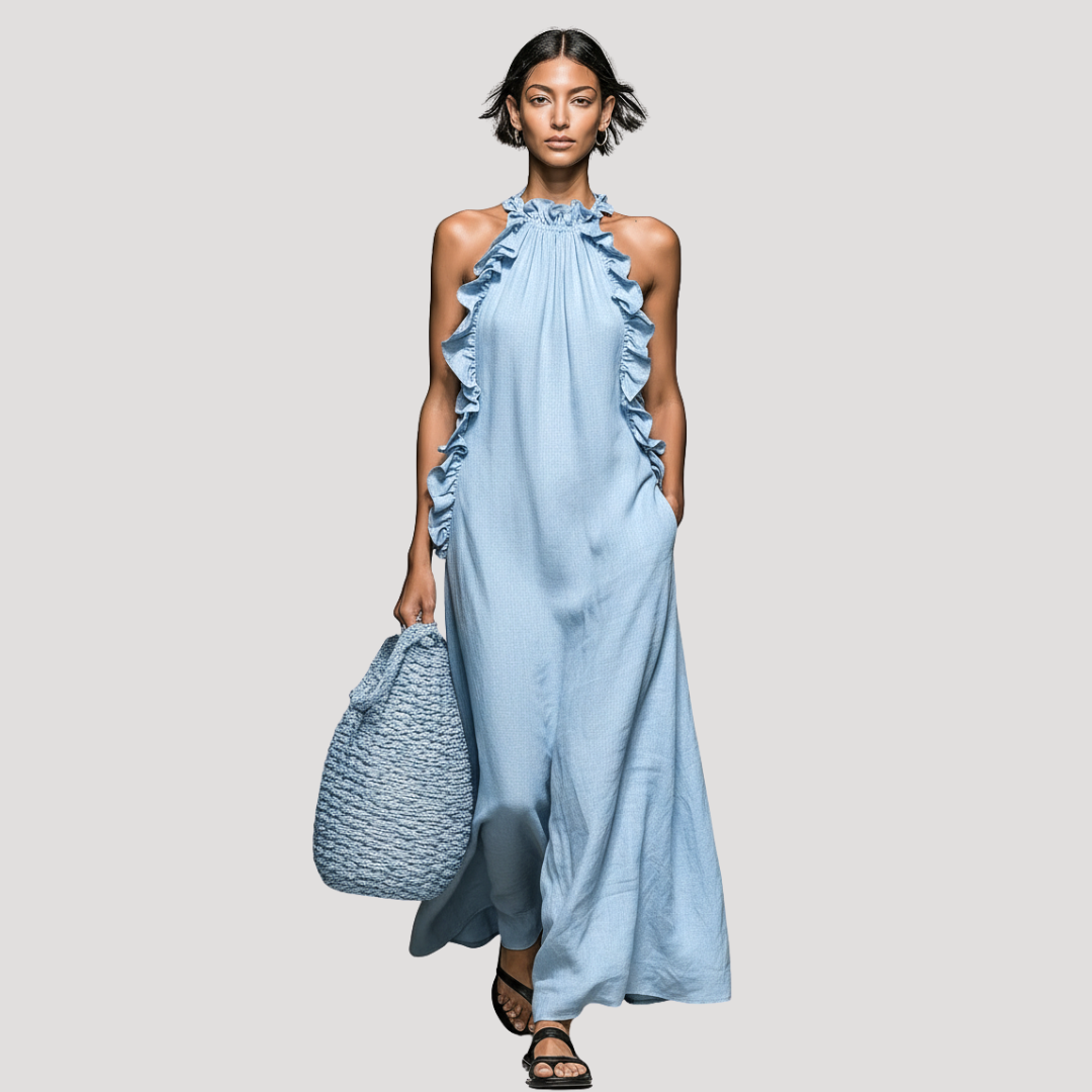 Women's Sleeveless High Neck Summer Maxi Dress