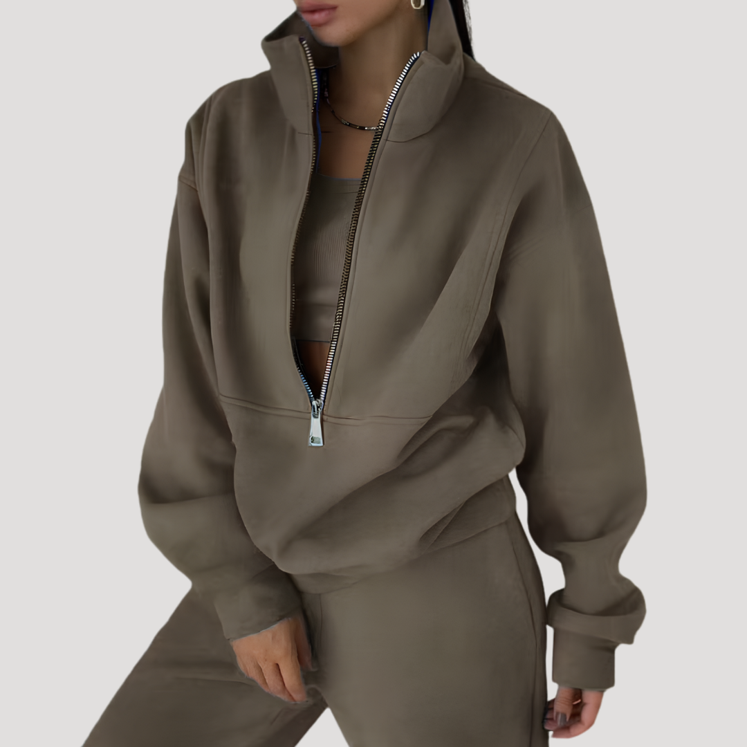 Ensemble Femme Sweat Demi-Zip et Pantalon