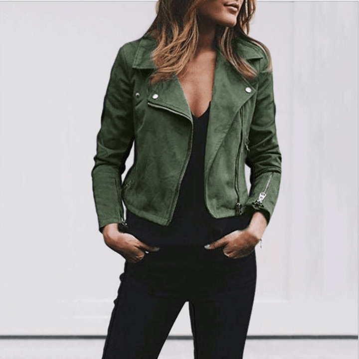 Leilany Veste Suédine Femme Style Biker, Élégance et Confort pour un Look Tendance, vue 4