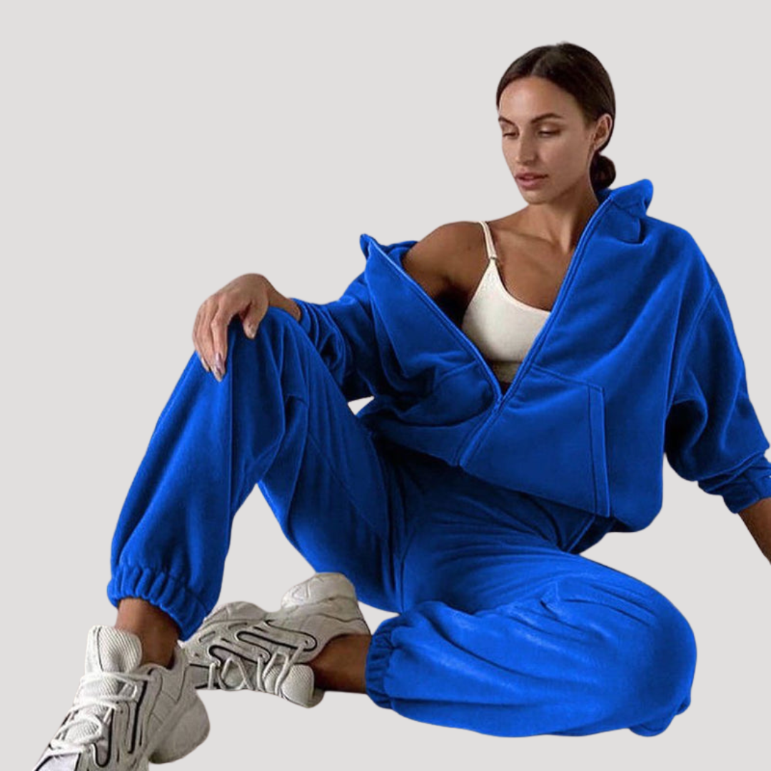 Ensemble Coordonné Femme Sweat à Capuche Zippé et Jogging