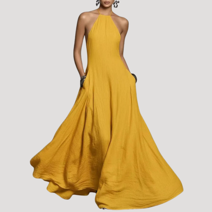 Women's Flowy Backless Maxi Dress