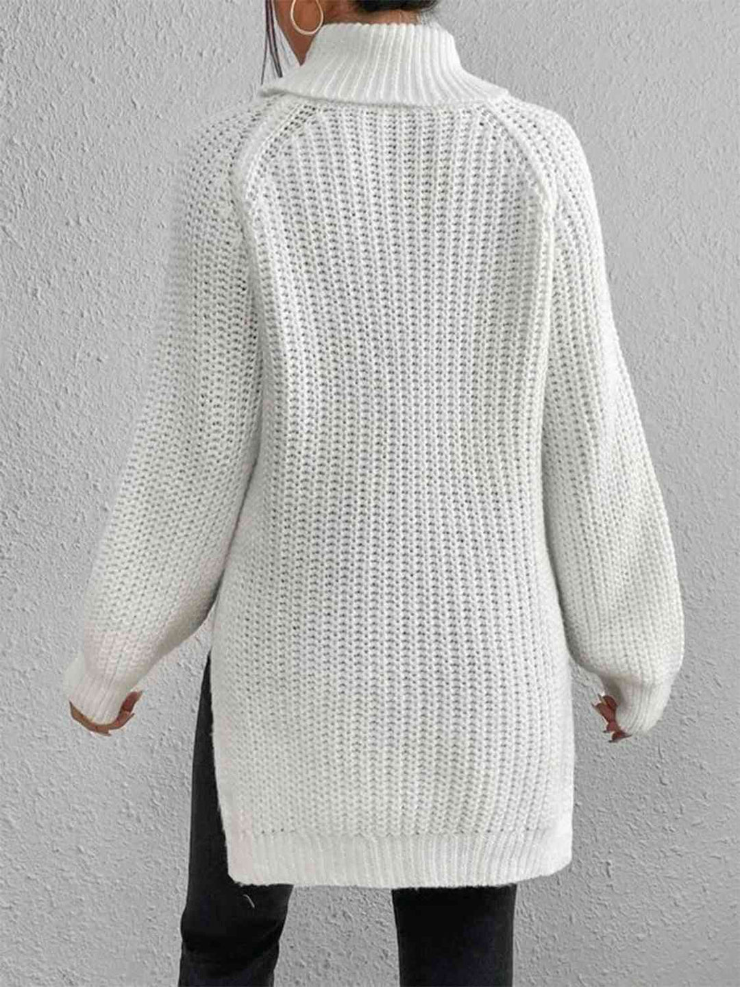 Angela Pull Femme Pull à Col Roulé Côtelé avec Fente Latérale Chic pour Automne/Hiver Élégant, vue 6