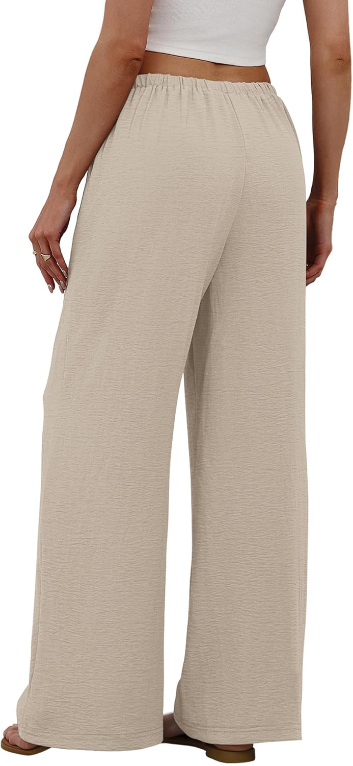 Zoé Pantalon Femme Pantalon Palazzo Large Taille Élastique & Poches Été, vue 5