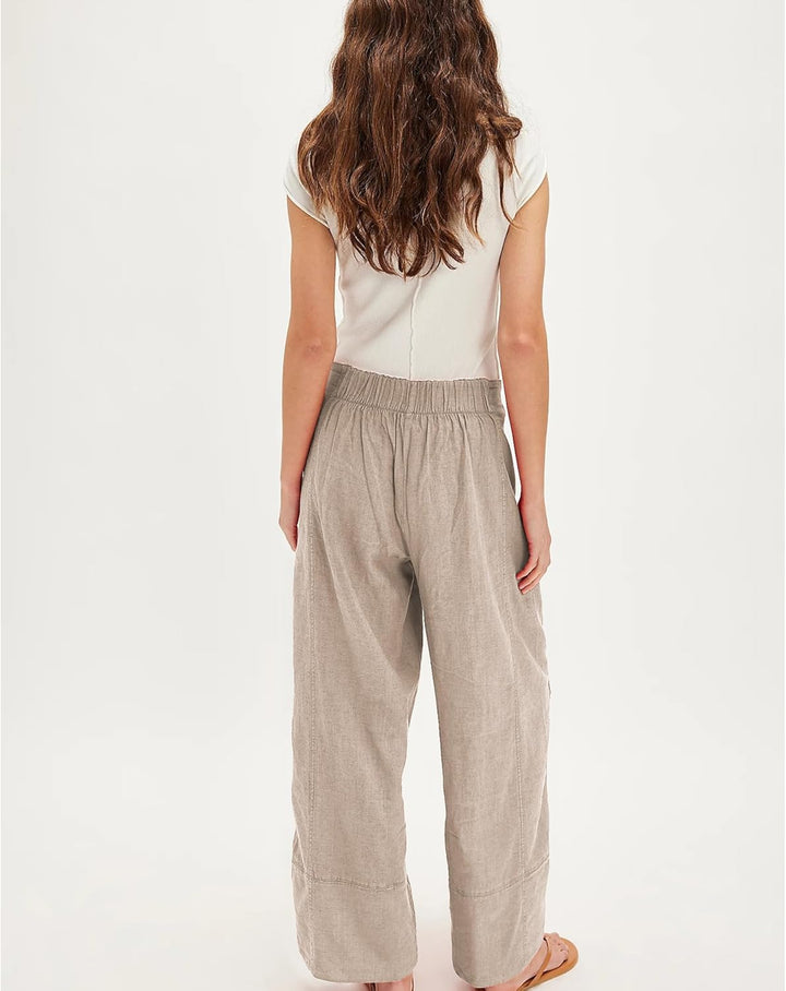 Milan Pantalon Femme Pantalon Lin Palazzo Large Taille Élastique & Poches, vue 4