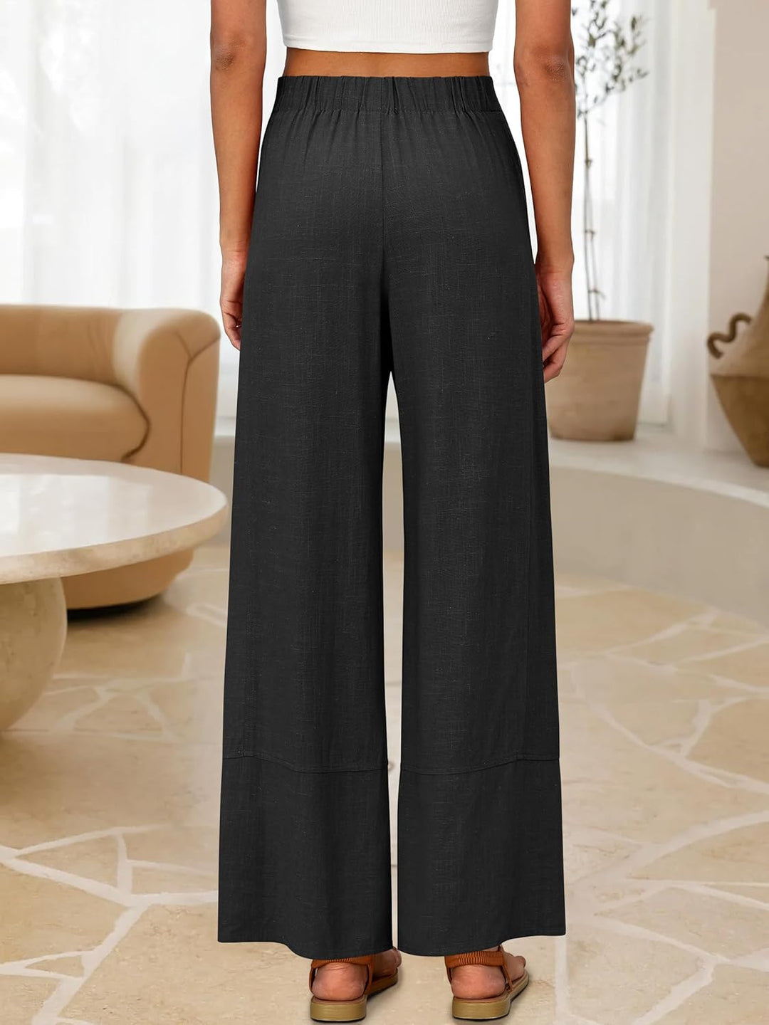 Jessica Pantalon Femme Palazzo Lin Large Taille Élastique & Poches Bohème, vue 4