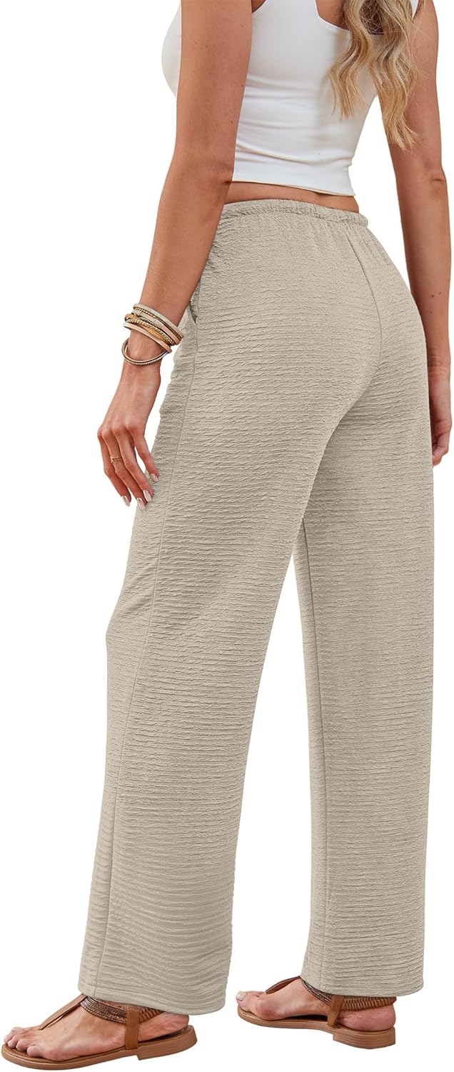 Norleen Pantalon Femme Palazzo Large Taille Haute Cordon & Poches Été, vue 5