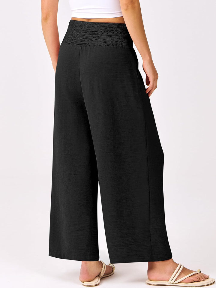 Roxanne Pantalon Femme Palazzo Large Taille Haute Fluide & Poches Été, vue 5