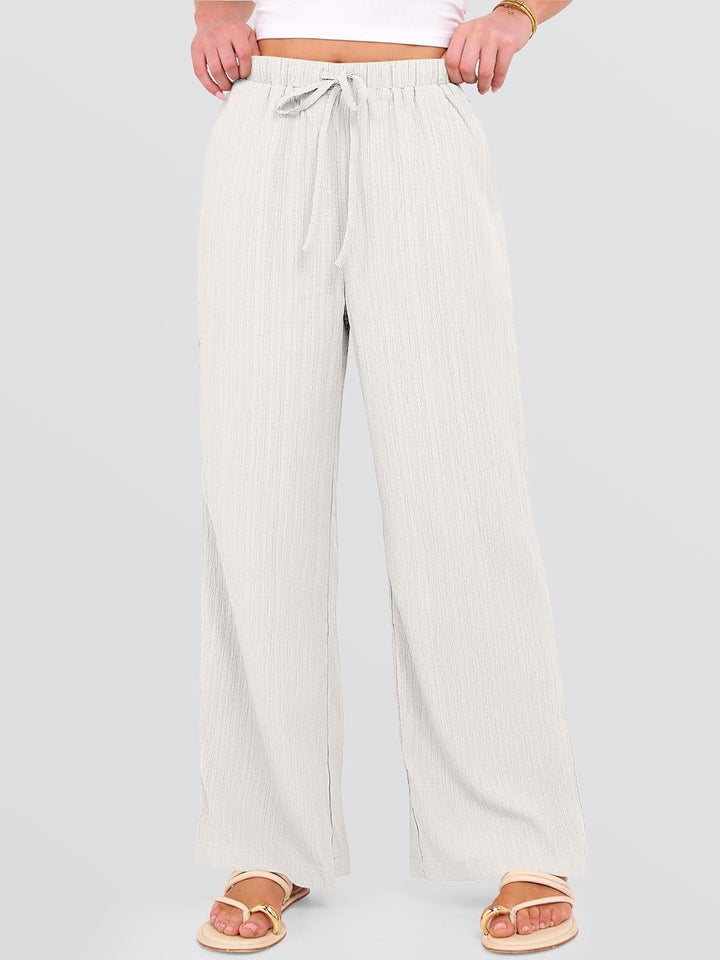 Malaya Pantalon Femme Pantalon Palazzo Large Taille Élastique & Poches Été, vue 3