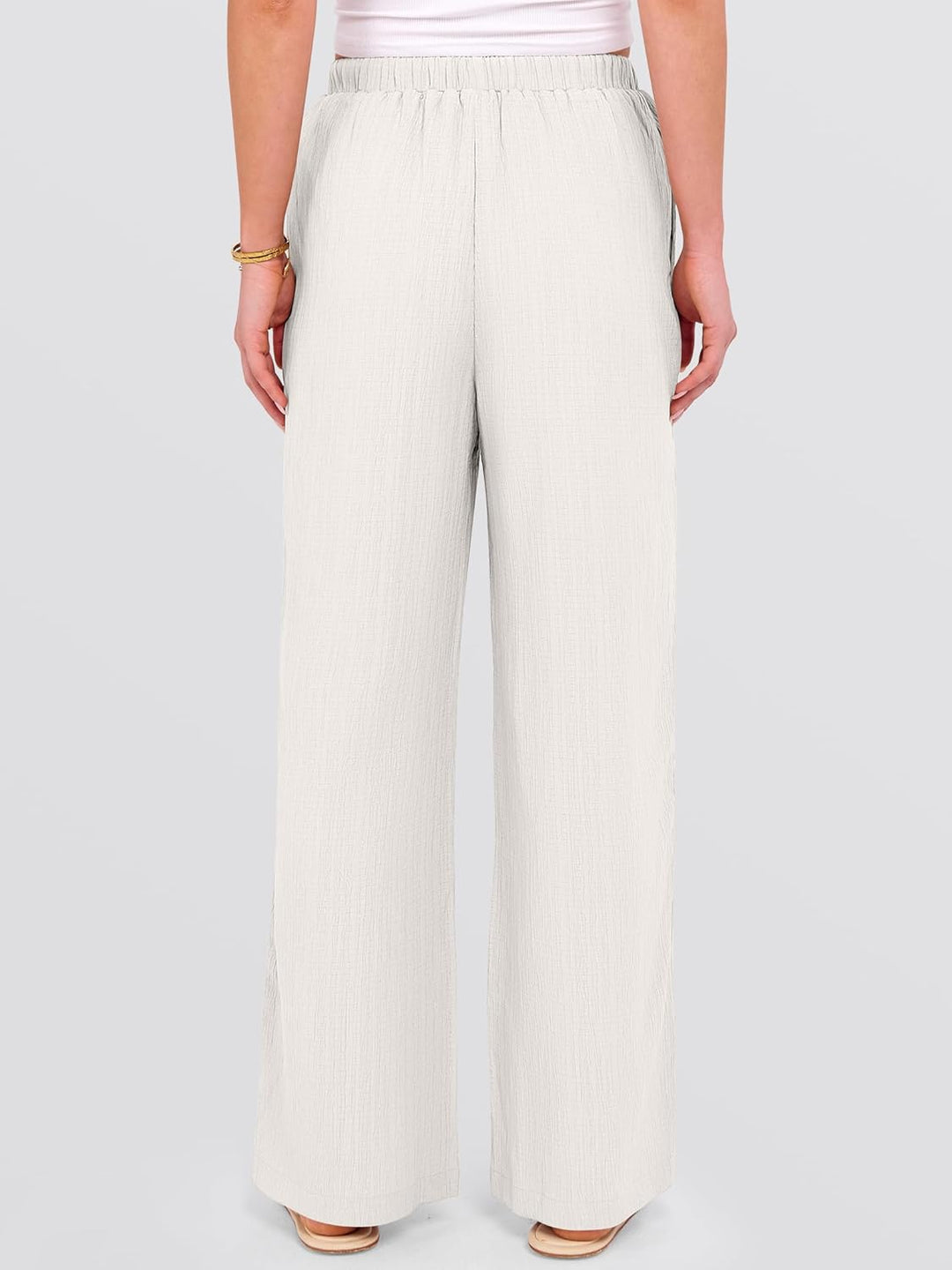 Malaya Pantalon Femme Pantalon Palazzo Large Taille Élastique & Poches Été, vue 5