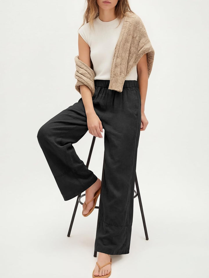 Jessica Pantalon Femme Palazzo Lin Large Taille Élastique & Poches Bohème, vue 8