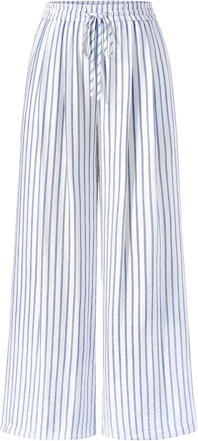 Maggie Pantalon Femme Pantalon Palazzo Fleuri Taille Élastique Large Été, vue 5