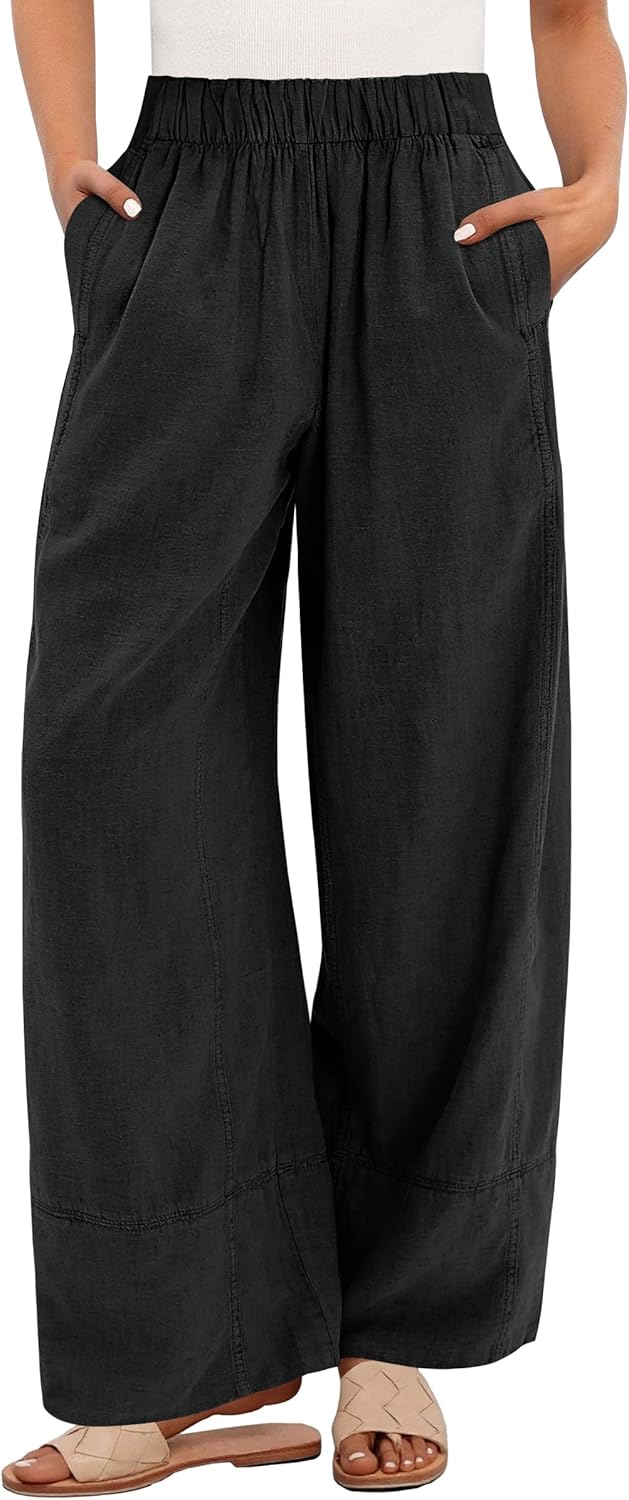 Jessica Pantalon Femme Palazzo Lin Large Taille Élastique & Poches Bohème, vue 2