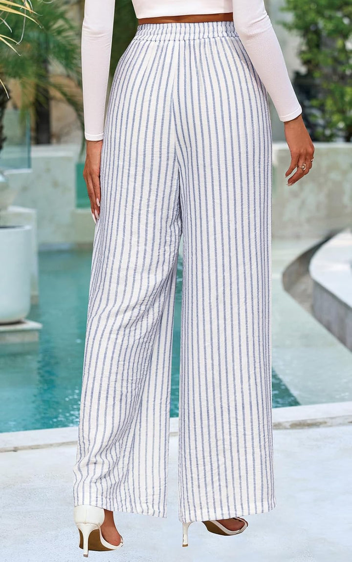 Maggie Pantalon Femme Pantalon Palazzo Fleuri Taille Élastique Large Été, vue 4