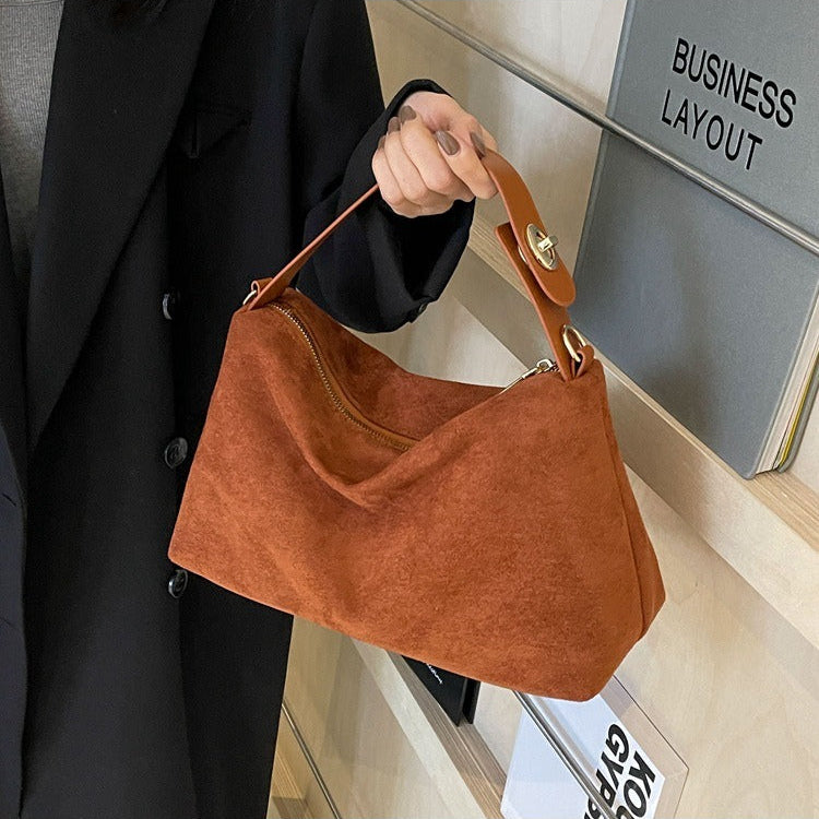 Maëlle Sac à Épaule Femme Sac Suède Élégant avec Anse Similicuir & Grand Compartiment, vue 2
