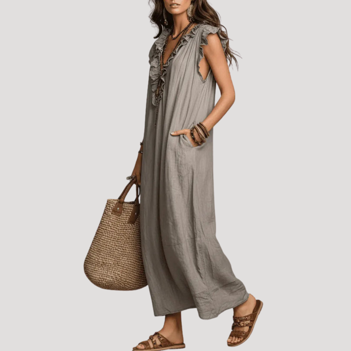 Sleeveless Ruffled Bohemian Maxi Dress
