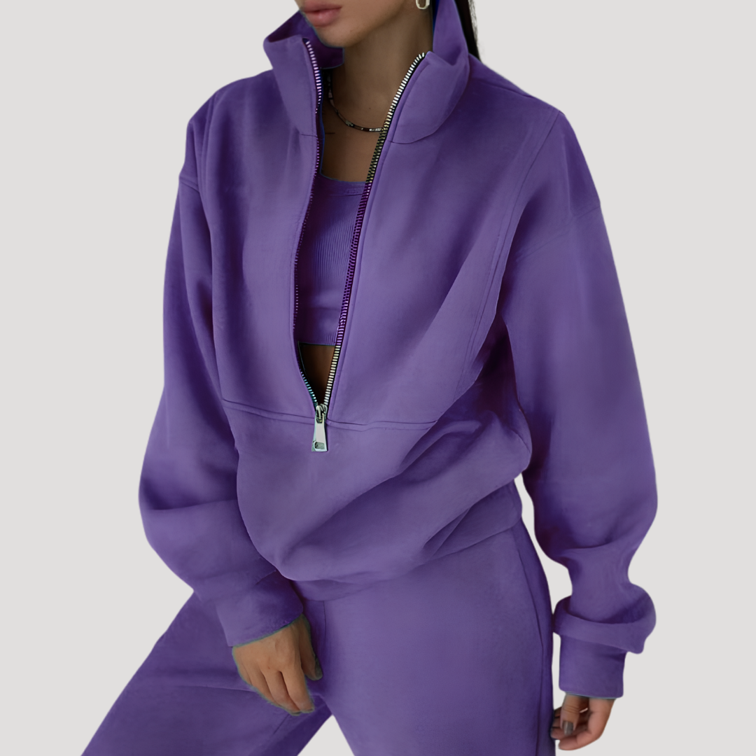 Ensemble Femme Sweat Demi-Zip et Pantalon