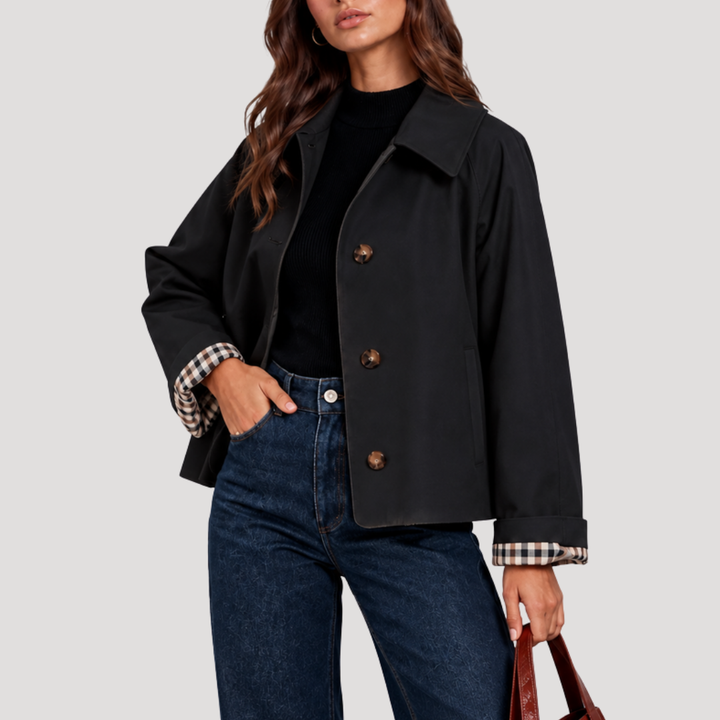 Garance Trench Court Femme à Carreaux Doublé