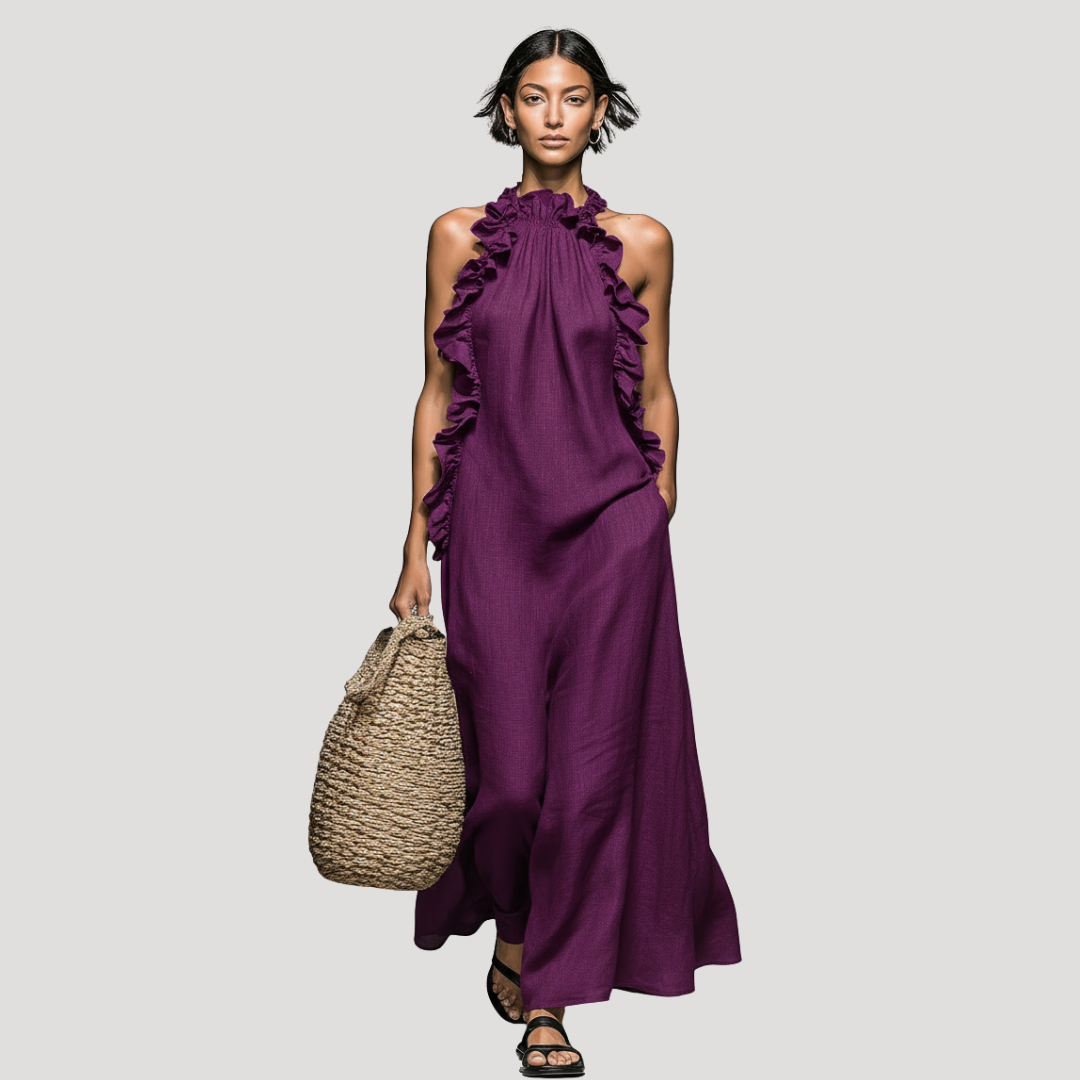 Women's Sleeveless High Neck Summer Maxi Dress