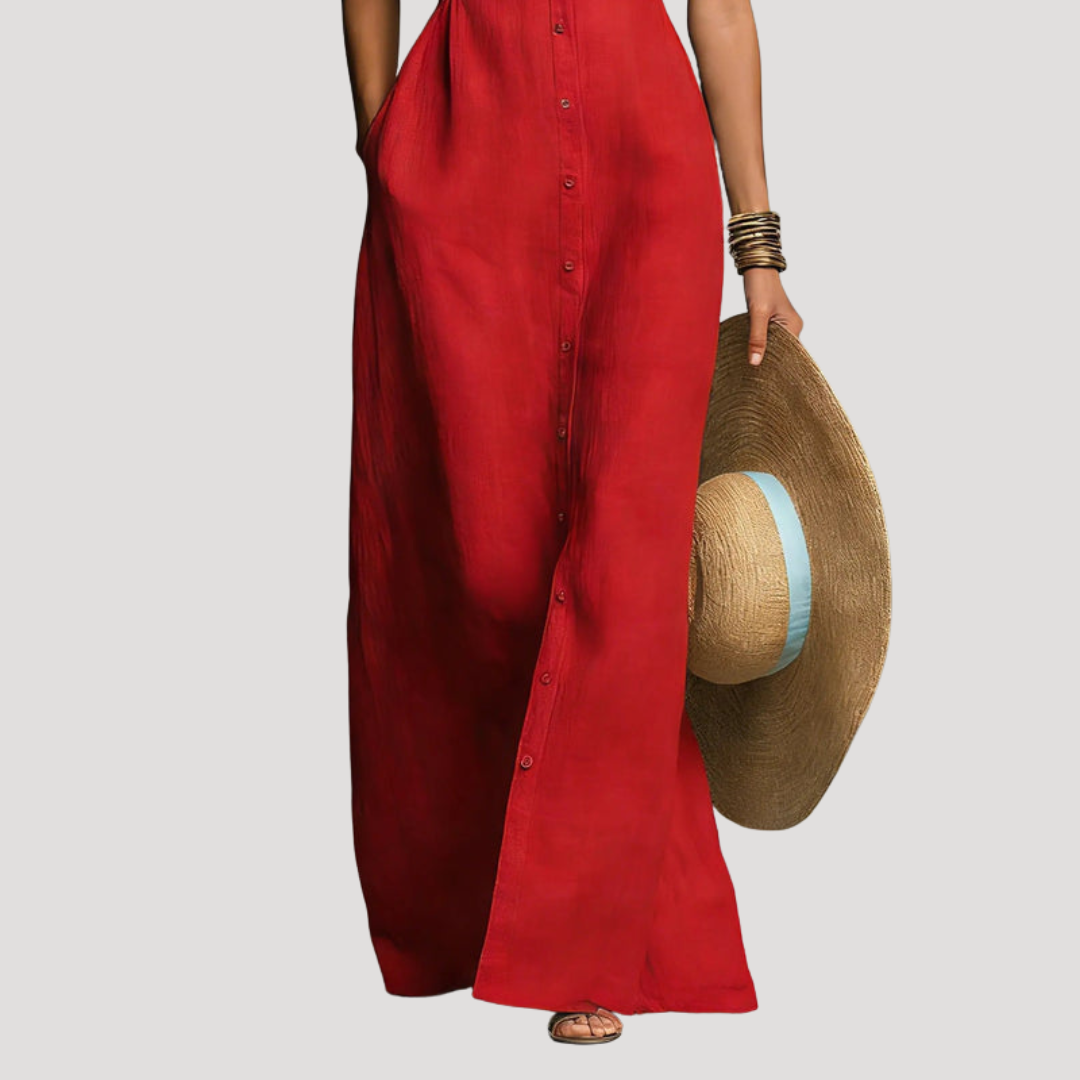 Women's Button-Down Fitted Maxi Dress