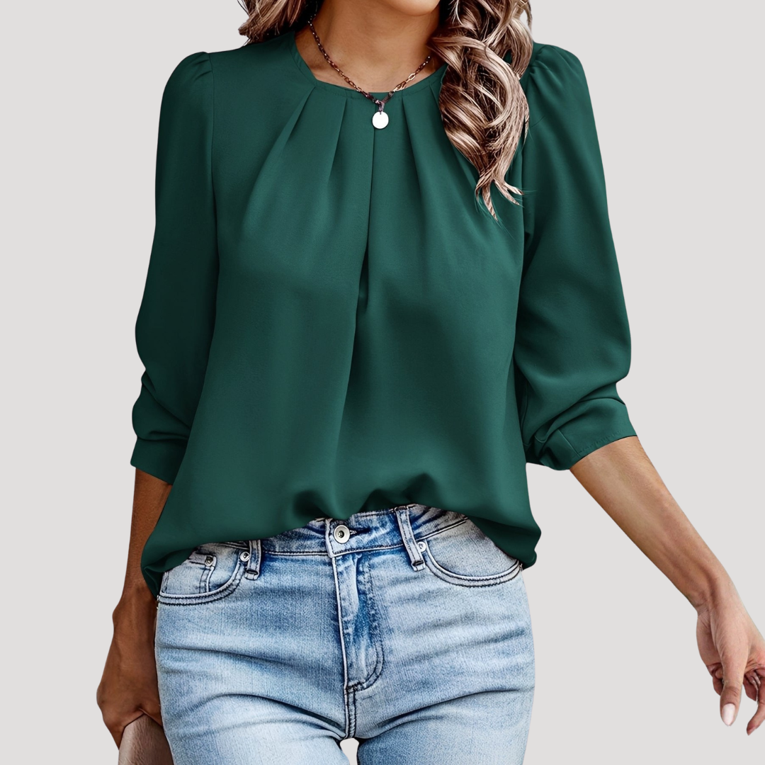 Women's Elegant Pleated Long Sleeve Blouse