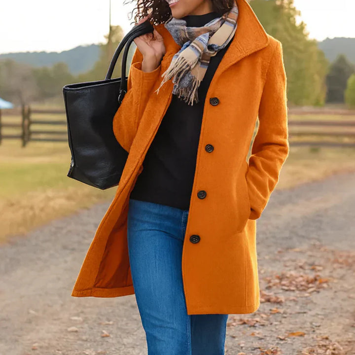 Prisha Manteau Long Femme Coupe Classique avec Boutons Avant & Style Élégant pour Saison Froide, vue 7
